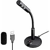Blapsuro USB Computer Microphone,Plug and Play Desktop PC Laptop Microphone with Mute Button and LED Indicator for Streaming,Podcasting,Recording,Gaming,Skype,YouTube Mic for Mac or Window Black.