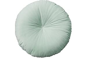 HLOVME Round Pillow Cushion for Couch Velvet Decorative Small Throw Pillow Solid Color for Living Room Bed Floor 15.7”, Mint Green
