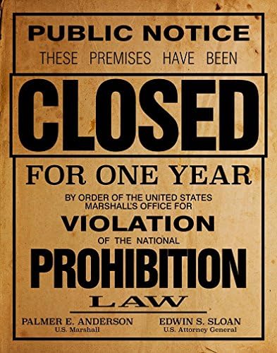 US Government Prohibition Poster Or Print Unframed Reproduction