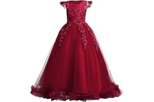 IBTOM CASTLE Flower Girl Dress for Wedding Tulle Floor Length Princess Formal Prom Party Pageant Dance Ball Gown