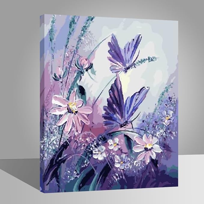 Rihe Holzrahmen?Malen nach Zahlen DIY Ölgemälde Lila