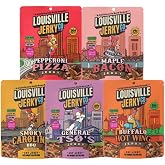 Louisville Jerky Co. Variety 1 Vegan Jerky Pack, 3 oz, 5-Pack | Plant Based, High Protein Snack, Vegetarian Friendly, BBQ, Buffalo, Maple Bacon, Black Pepper, General Tso's