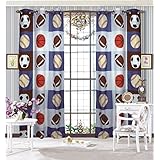Mk Collection Boys Sport Football Basketball Baseball New 2 Panel Curtain
