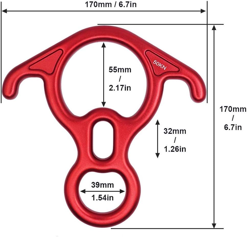 AOKWIT 50KN Rescue Figure, 8 Descender Large Bent-Ear Belaying and Rappelling Gear Belay Device Climbing for Rock Climbing Peak Rescue 7075 Aluminum Alloy (Red) : Sports & Outdoors