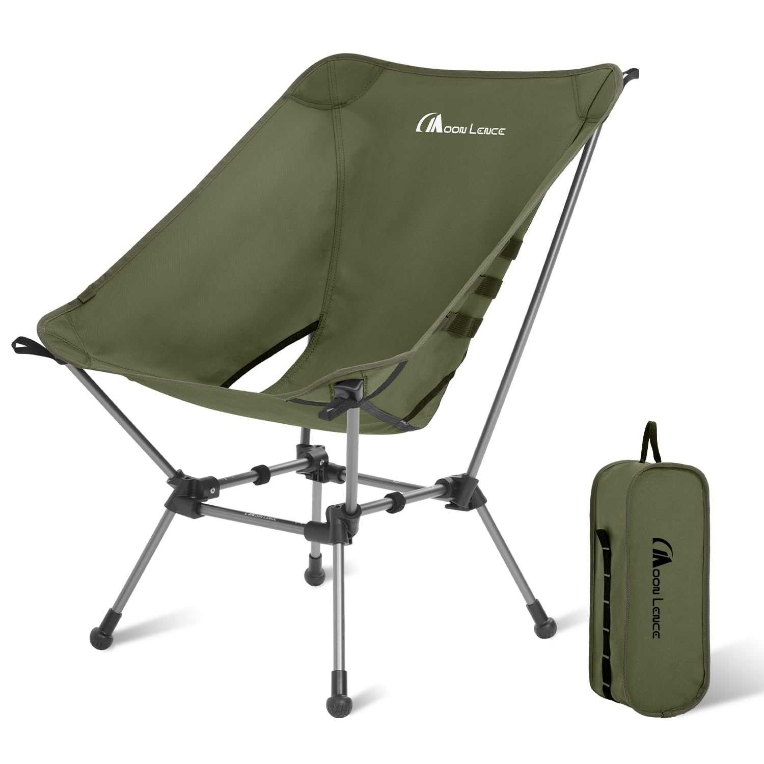 Photo 1 of MOON LENCE Portable Camping Chair Plus, Upgraded Comfort & Size, Compact and Lightweight Still, Folding Chair for Backpacking & Hiking, 330Lbs Capacity (Green)