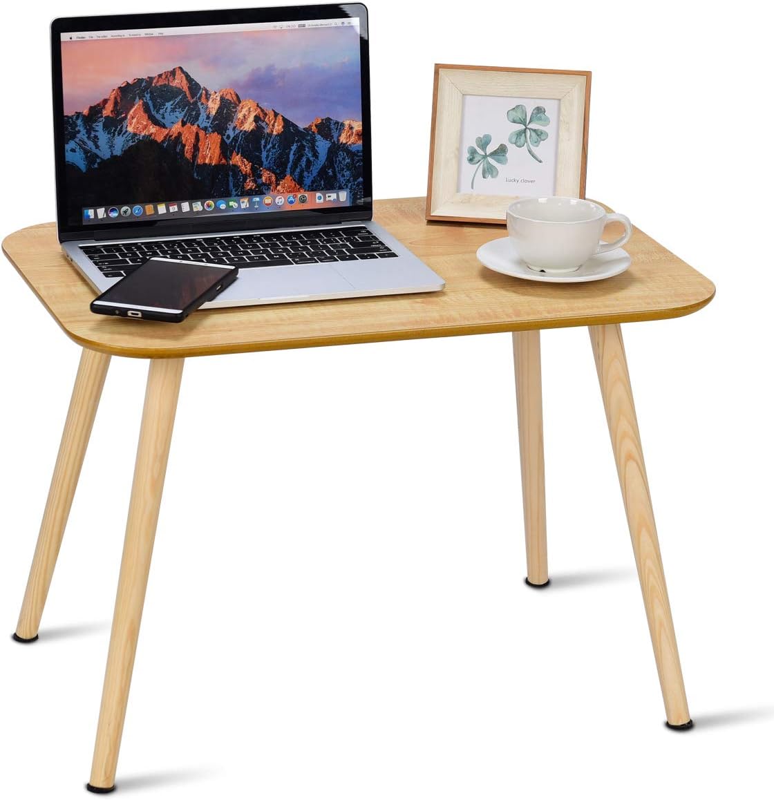 CASART Coffee Tea Table, Wooden End Table, Sofa Side Table with Wood Grain Surface, Foot Pads, 60x40x41cm Rectangle Tabletop, Corner Furniture Decor for Living Room, Dining Room, Bedroom