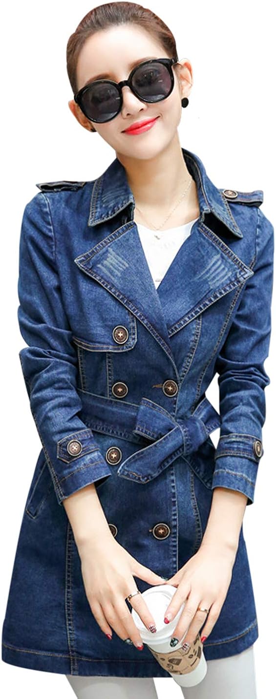 long belted jean jacket