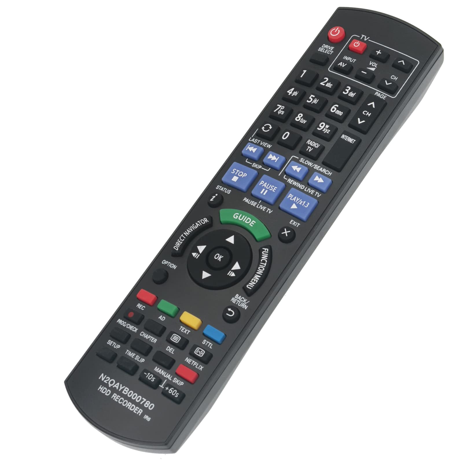 N2QAYB000780 N2QAYB000763 Replacement Remote Fit for Panasonic HDD Recorder Blu-ray Disc Player DMR-HWT230 DMR-HWT130 DMR-HW220 DMR-HW120 DMR-HWT130EB DMR-HW120EBK DMR-PWT520 DMR-PWT420 DMR-PWT420EB