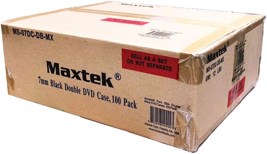 Maxtek 7mm Slim Black Double CD/DVD Case, 100 Pieces Pack.: Electronics
