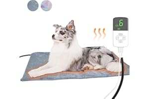 PETMARKET Pet Heating Pad, Indoor Waterproof Electric Heating Pad for Dogs Cats with 4 Timer and 9 Level Adjustable Temperature, Chew Resistant Cord, Detachable Cover -Large 27.5x17.7x0.5 (Grey)