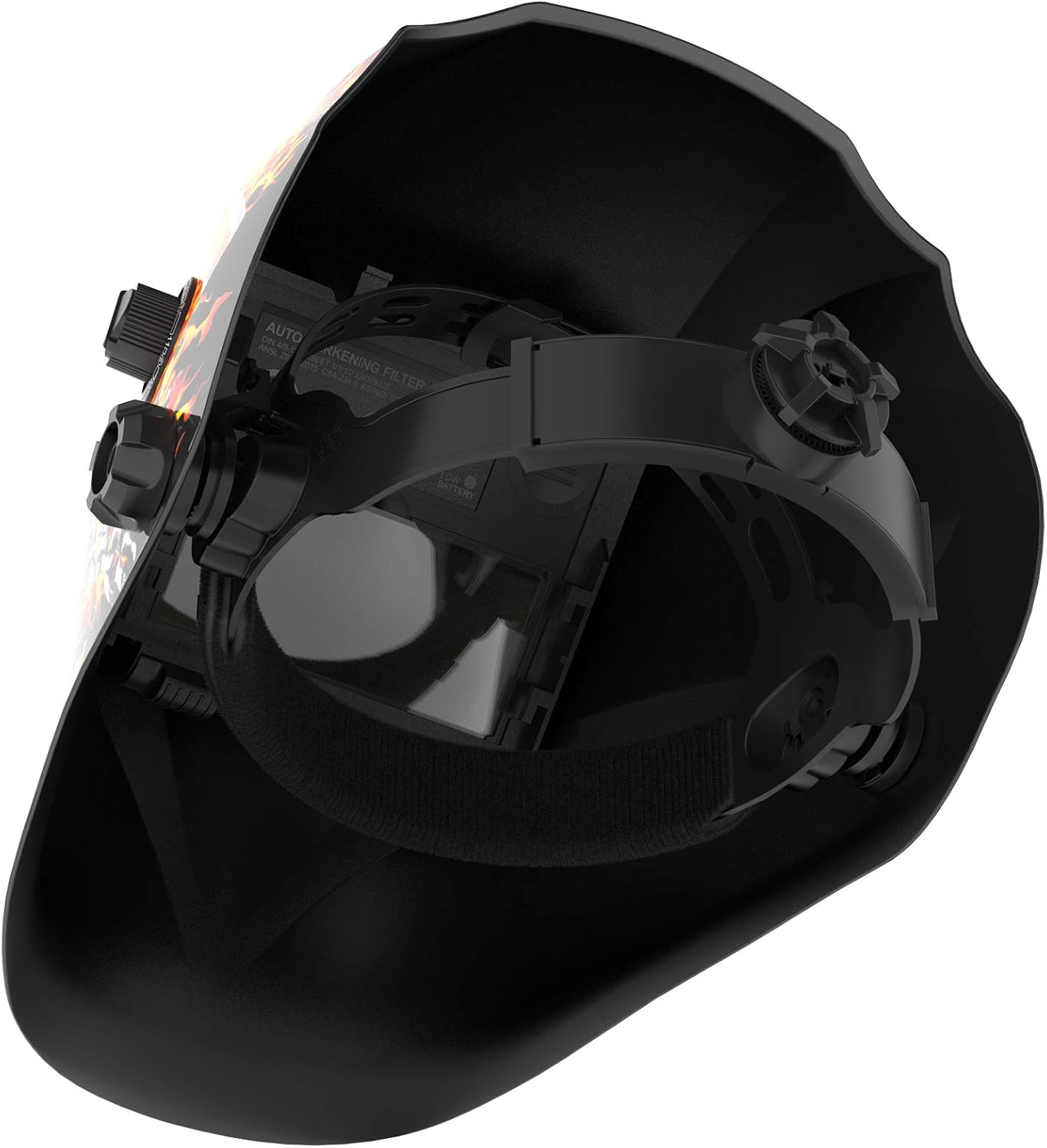 TOOLIOM True Color Welding Helmet Auto Darkening Welding Mask with Shade Range 9-13 Solar Powered Weld Hood Flaming Skull Style for TIG MIG ARC - - 