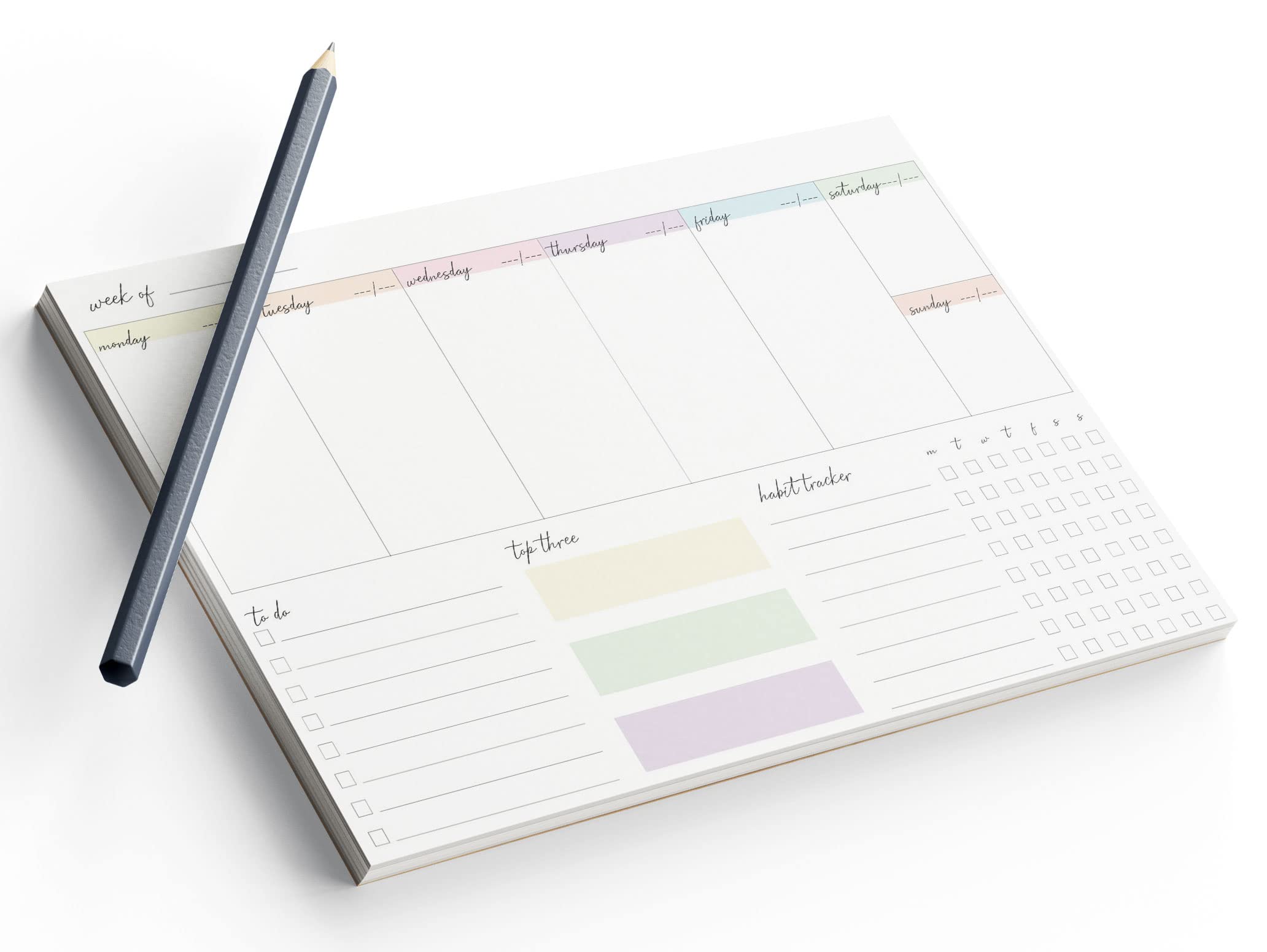 A4 Weekly Planner 52 Week To View Diary Desk Pad Habit Tracker Todo To Do List - Multi Colour