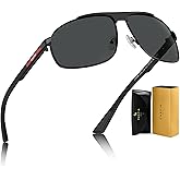 CARFIA Large Curved Cool Polarized Sunglasses for Men UV Protection, Lightweight Metal Frame Outdoor Trendy Driving Sunnies