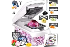 Chkout Vegetable Chopper with Container, 13-in-1 Mandoline Slicer Dicer & Spiralizer, Onion Veggie Chopper, Potato Fry Cutter