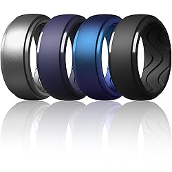 Egnaro Men's Silicone Rings 10mm Wide 2.5mm