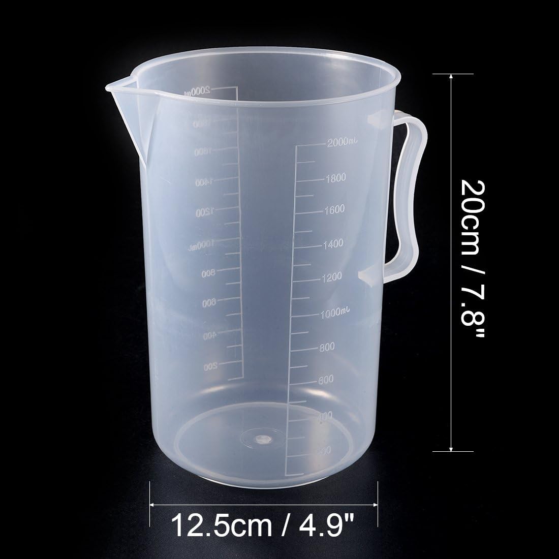 Sourcingmap Measuring Cup 2000ml PP Plastic Graduated Beaker Transparent with Handle for Lab Kitchen Liquids - Image 4