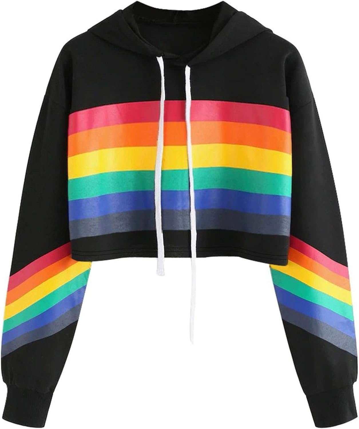 ANJUNIE Women's Rainbow Print Hooded 