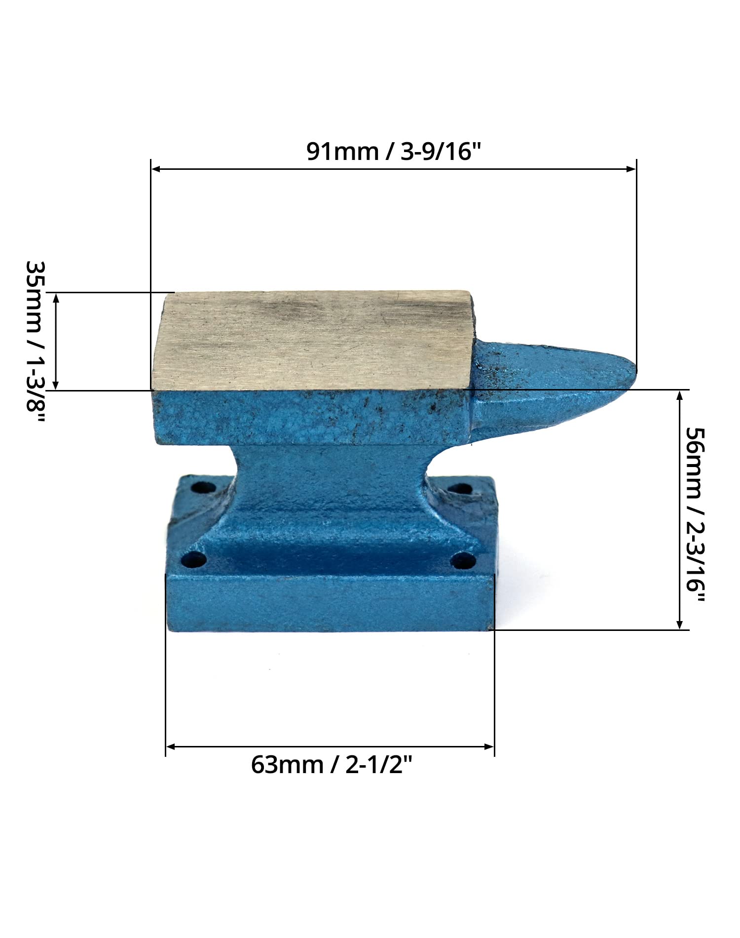 QWORK Horn Anvil Bench Block, 1 Pound Cast Iron Hobby Anvil for Jewelry Making