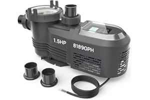 AQUASTRONG Variable Speed Pool Pump, 1.5 HP, 220V, 8189GPH, in/Above Pool Pump, Energy Efficient, High Flow, Powerful Self Pr