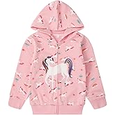 Little Girl Zip Up Hoodie Unicorn Rainbow Hooded Sweatshirt Back to School Jacket Pink Outerwear 6T