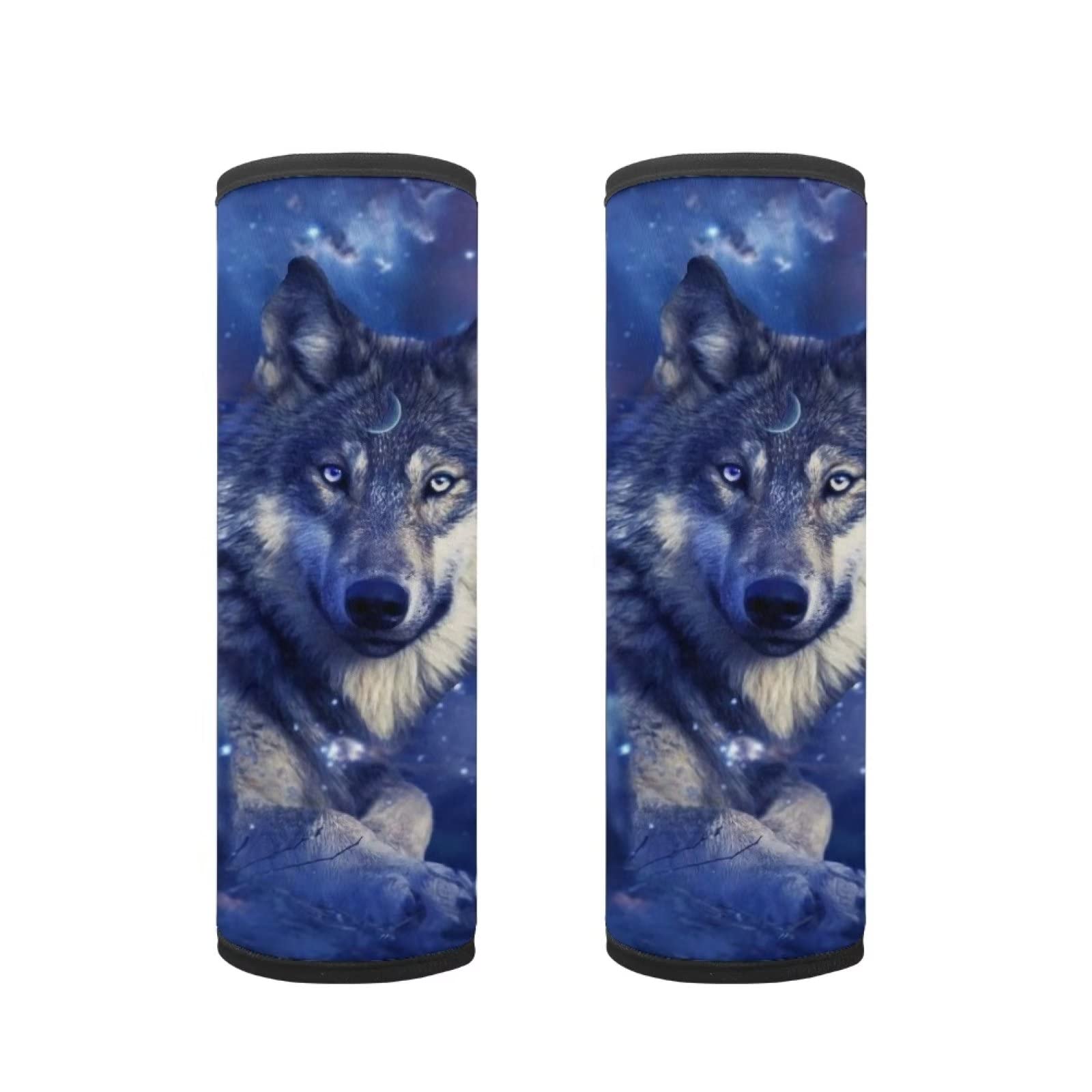 Dolyues Wolf Print 2Pcs Blue Seat Belt Pads for Kids Comfort Car Seatbelt Cover Harness Pands Boys Girls Safety Belt Strap, Moonlight Animal