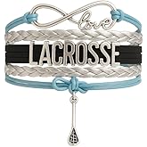 SportyBella Lacrosse Bracelets For Girls- Adjustable Charm Bracelet w/Infinity Symbol & Silver Lacrosse Stick Charm. Lacrosse Friendship Bracelet Gifts for Players, Teams & Coaches. (Blue)