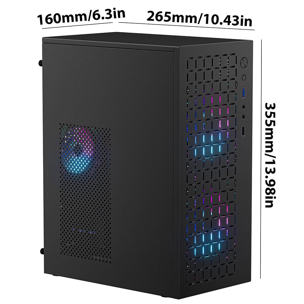 Micro ATX Case PC Case: MATX Case Mini PC ITX Desktop Computer Case Support Micro ATX MATX DTX ITX Mini PC with USB3.0, Support 3.5'' HDD (Black)