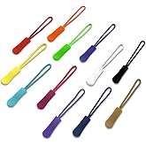 SHRJ 120Pcs Pulls Nylon Cord Zipper Tag Extension Pulls Fixer Cord Zipper Tag Replacement for Clothes, Luggage, Backpacks, Jackets, Handbag Tents, Sweatshirt, 12 Colors