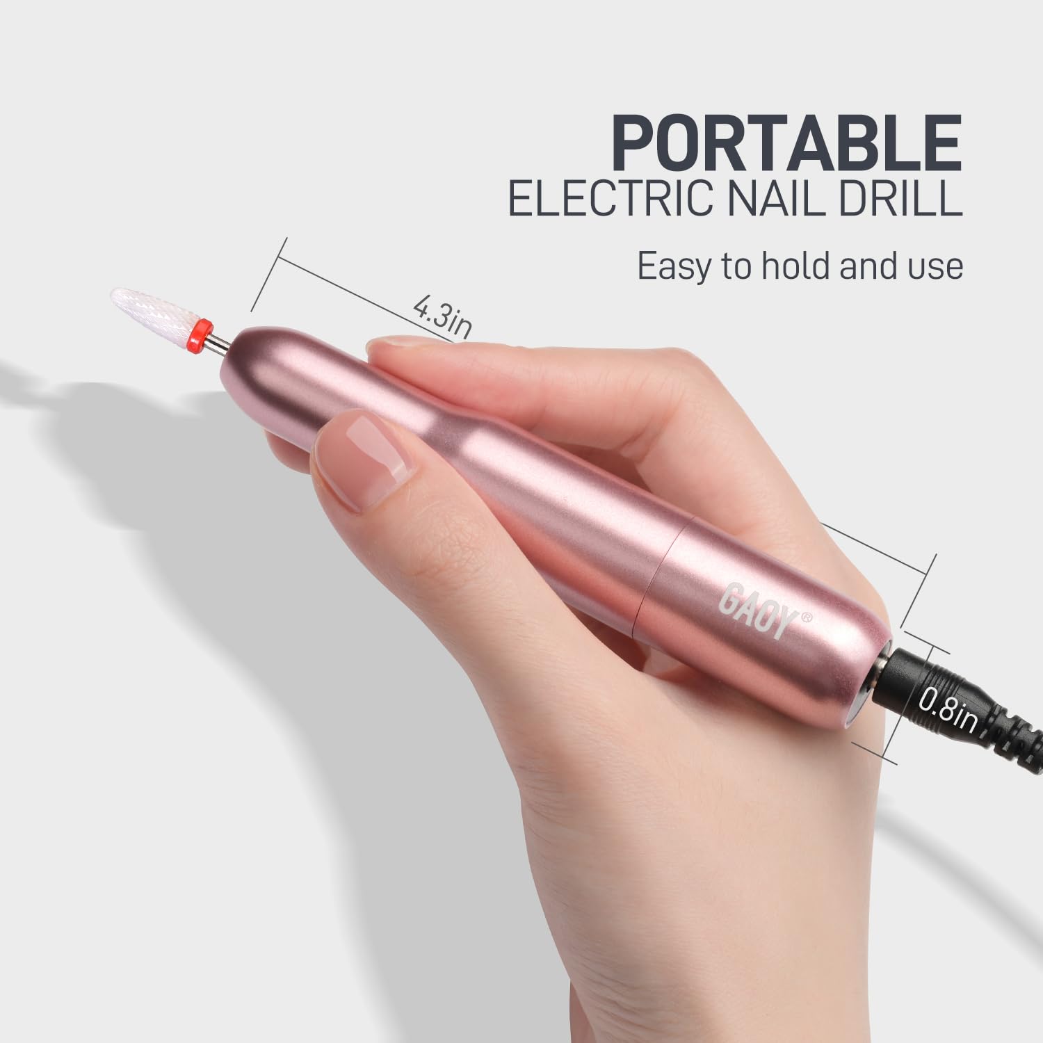 GAOY Electric Nail Drill for Acrylic and Gel, USB Electric Nail File, Portable Efile with Drill Bits, Manicure Pedicure Tools for Home Salon, Pink - Image 5