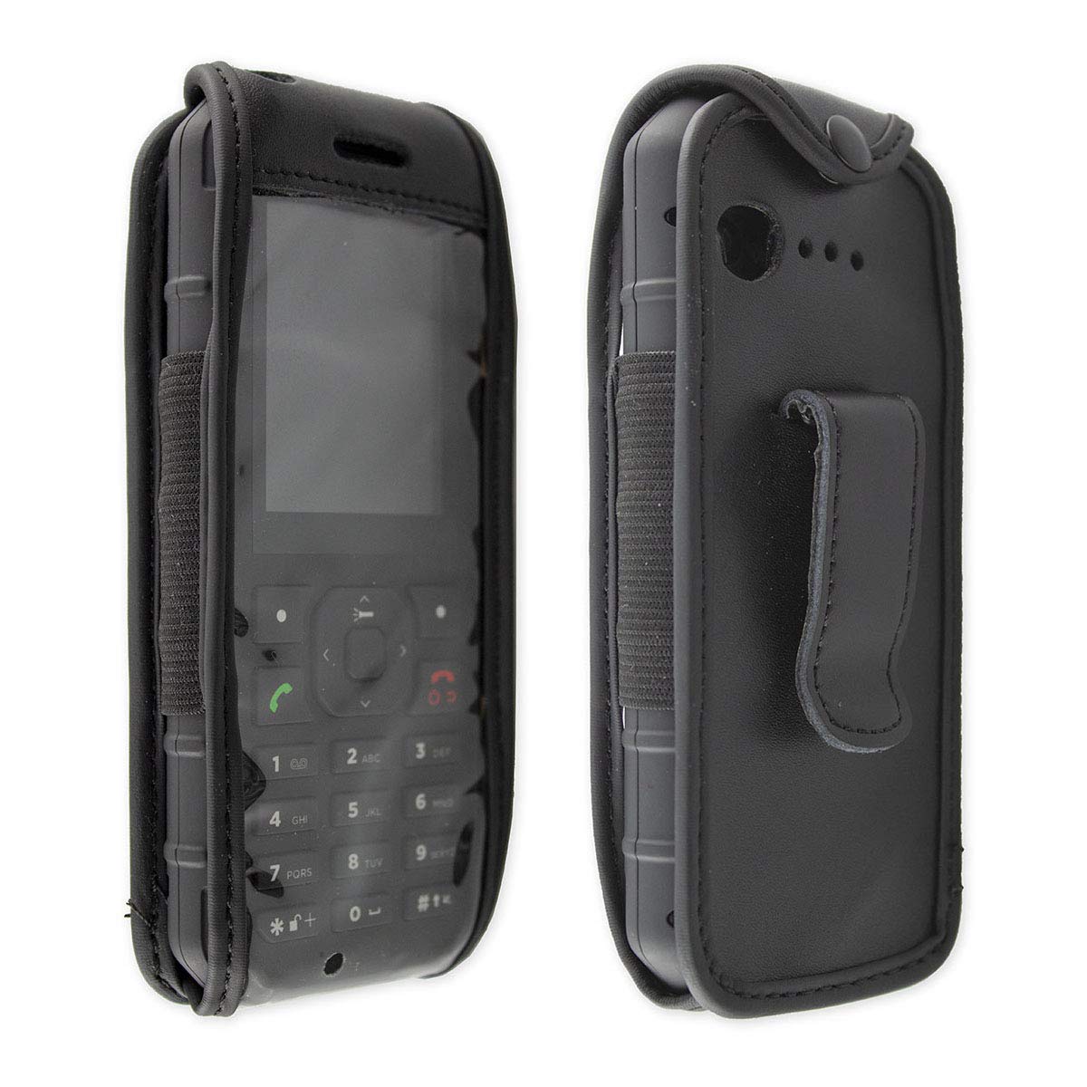 caseroxx Leather-Case with belt clip compatible with Cat B35 made from genuine leather, Pouch with belt clip and viewing window in black