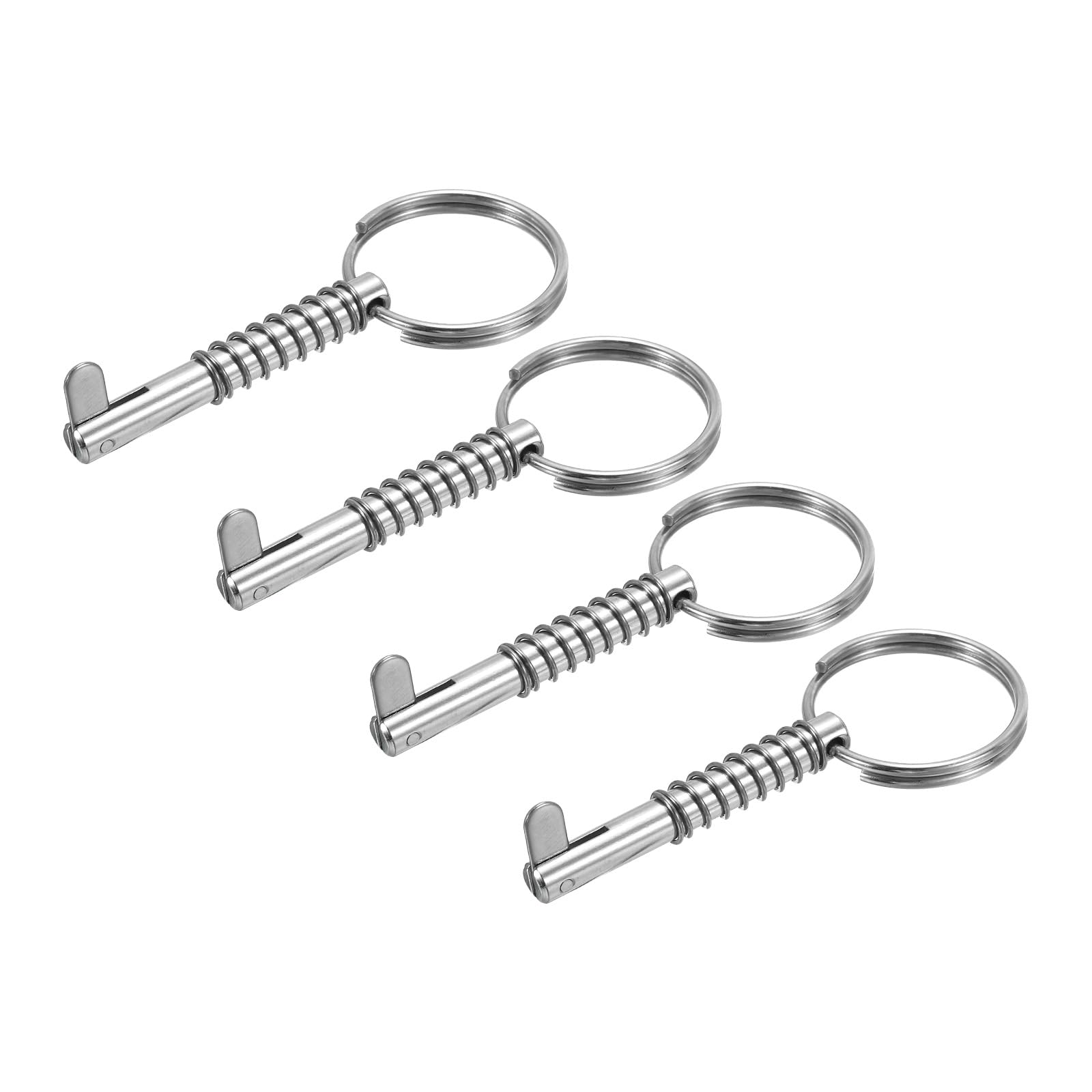 PATIKIL 316 Stainless Steel Quick Release Pin 4 Pack Bimini Top Pin Usable Length 1.6", Total Length 2", Dia 0.25" Boat Marine Hardware with Drop Cam & Spring for Deck Boat Bimini Top
