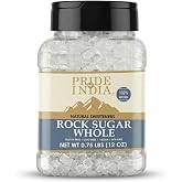 Pride Of India - Natural Crystal Rock Sugar Whole - 12 oz (340 gm) Medium Dual Sifter Jar - Authentic Indian Sugar Crystals - Used to Sweeten Milk or Tea - Offers Best Value for Money