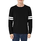 Haloumoning Boys Long Sleeve Shirts Kids Crewneck T Shirts Casual Striped Tops Tees 5-14 Years