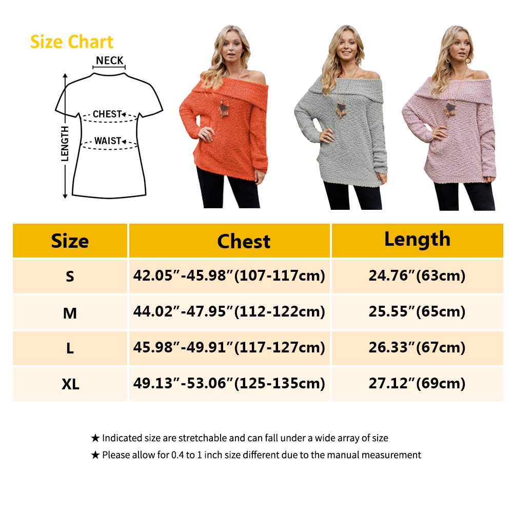 Women\'s Off Shoulder Sweater Bat Long Sleeve Solid Color Loose Oversized Pullover Knit Jumper Top Pink