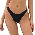 Bellecarrie Women's Cheeky Brazilian Bikini Bottoms Low Rise High Cut Swim Bottom