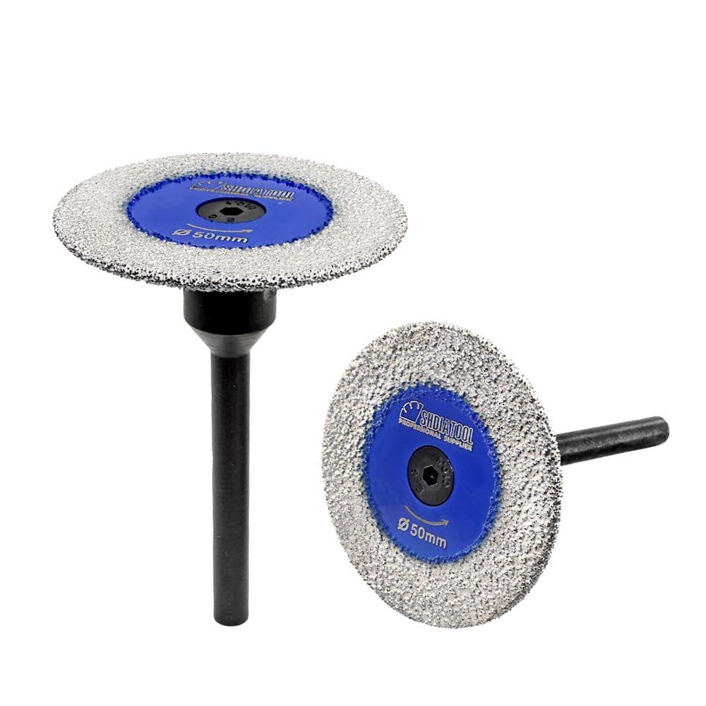 SHDIATOOL Mini Diamond Saw Blades 50mm Cutting Disc with 6mm Shank for Marble Granite Stone Concrete Masonry on Drill 2pcs
