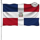 Dominican Republic Flag 3x5 Double Sided Outdoor Heavy Duty National Flags 3 Ply Polyester Material with 2 Metal Grommets 4 Rows of Stitching