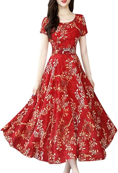 red summer maxi dress