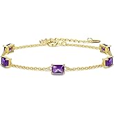 GexTyde Gold Birthstone Bracelets for Women Dainty Simple Women Link Bracelet Fine Jewelry Christmas Mother's Day Birthday Gifts for Women Wife Girlfriend Her