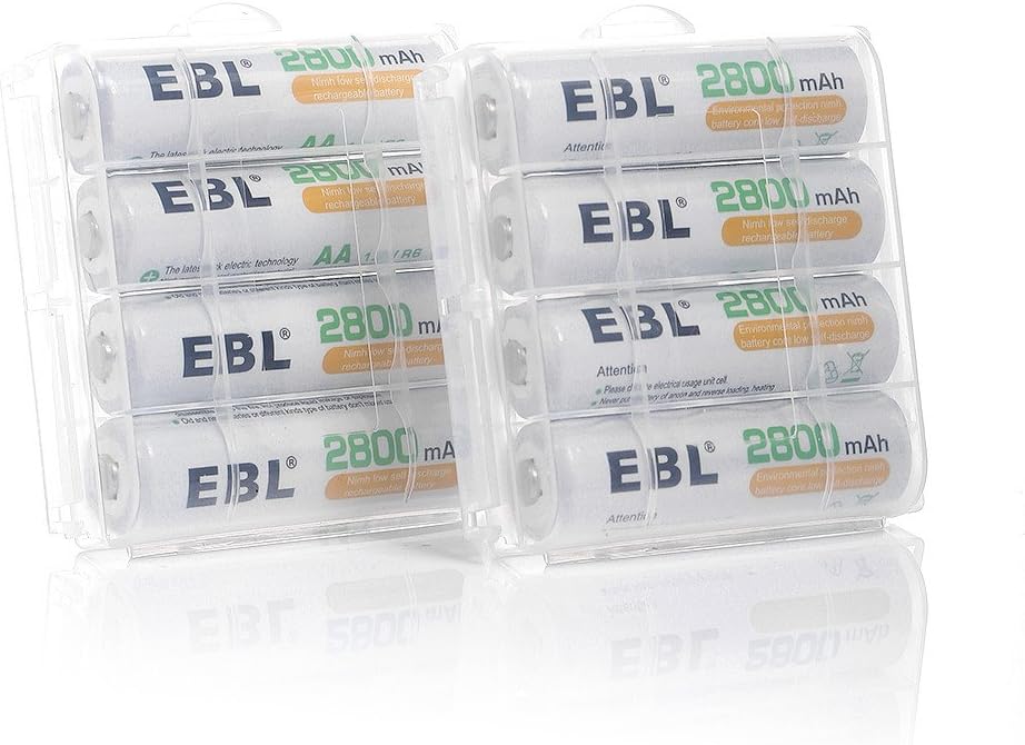 EBL Pack of 8 AA Batteries 2800mAh High Capacity Precharged Ni-MH AA Rechargeable Batteries: Electronics