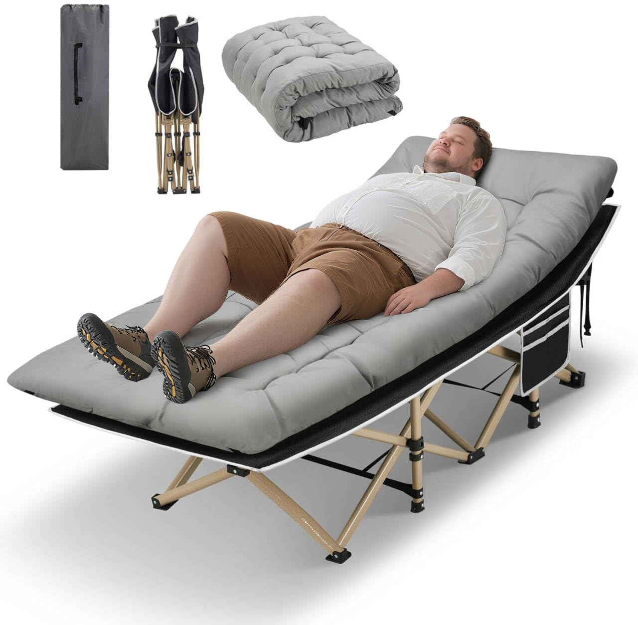 Photo 1 of **************MISSING CARRY CASE****************
HABUTWAY Camping Cots for Adults with 600lbs Load Capacity, Folding Camping Cot with Mattress, Sleeping Cot for Adult with Carry Bags for Travel,Beach,Patio,Home Office,Nap Time(Grey)