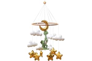 Wenqik Baby Crib Mobile for Nursery Green Leaf Dragon Mobile Crib Forest Green Forest Baby Shower Gift for Boys and Girls(Dragon)