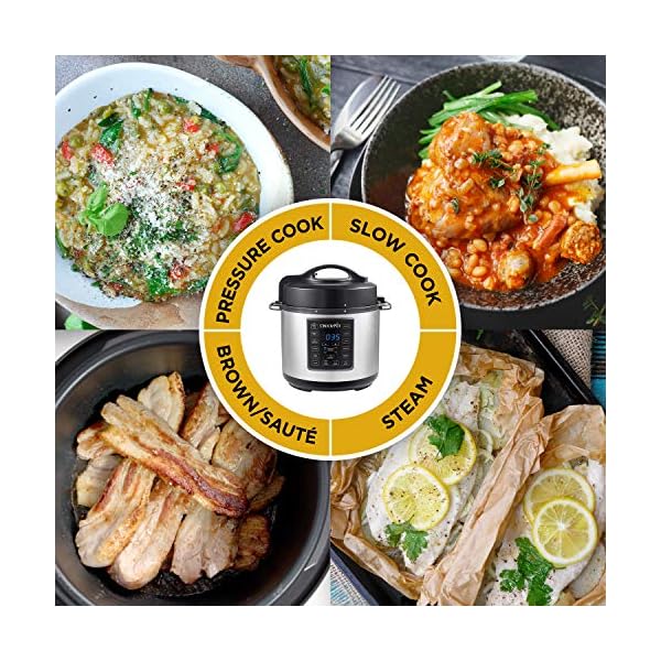 Crock-Pot-Express-Pressure-Cooker-CSC051-12-in-1-Programmable-Multi-Cooker-Slow-Cooker-Steamer-and-Saute-56-Litre-Stainless-Steel Crockpot Express Pressure Cooker | 12-in-1 Programmable Multi-Cooker | Slow Cooker | Food Steamer and Saute | 5.6 L…