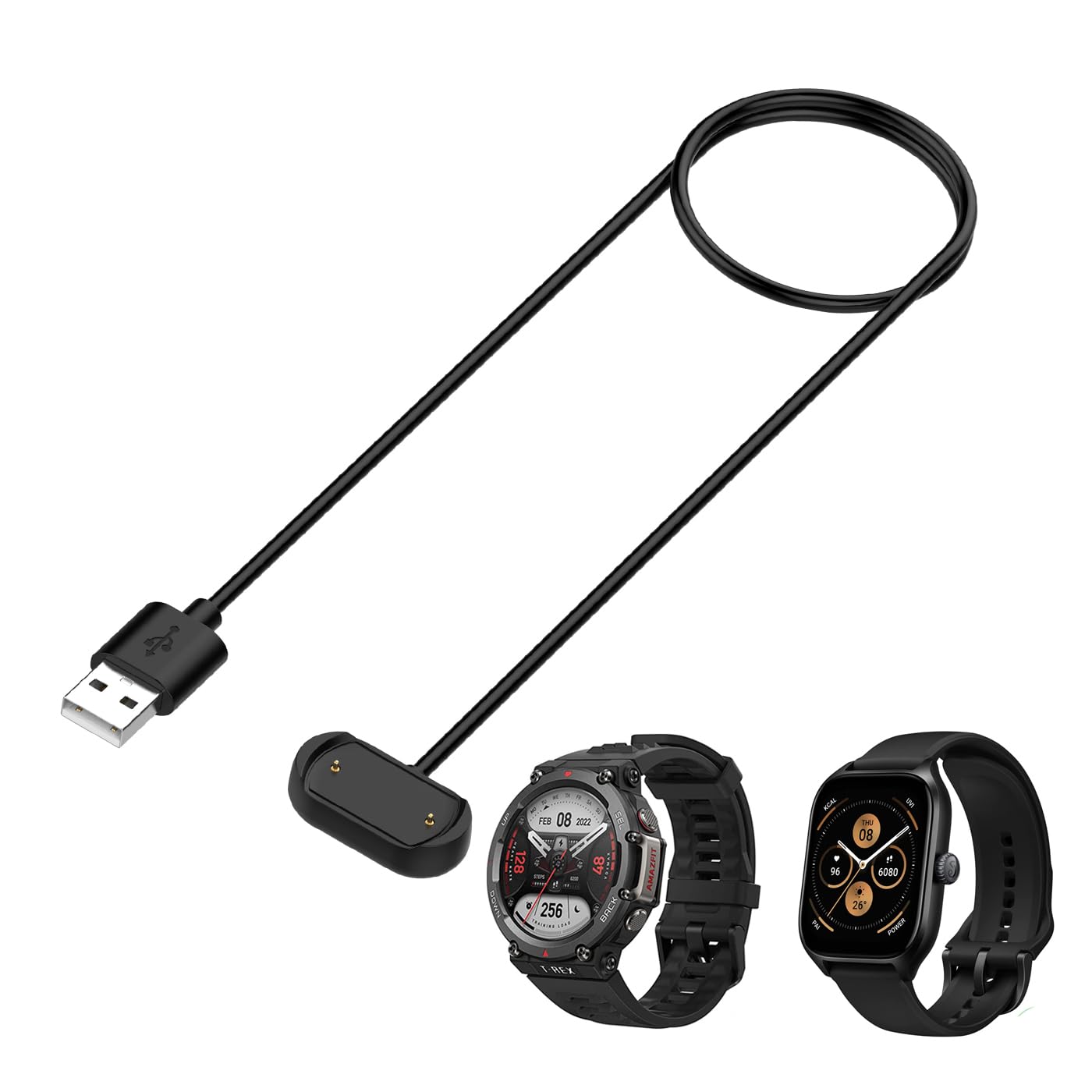 HOMTERN Magnetic Charger for Amazfit T-Rex 2/T-Rex Ultra,GTS 3/GTS 4,GTR 3/GTR 3 Pro,GTR 4/GTR 4 Pro,3.3ft USB Charging Cable Stand Dock Smartwatch Accessories