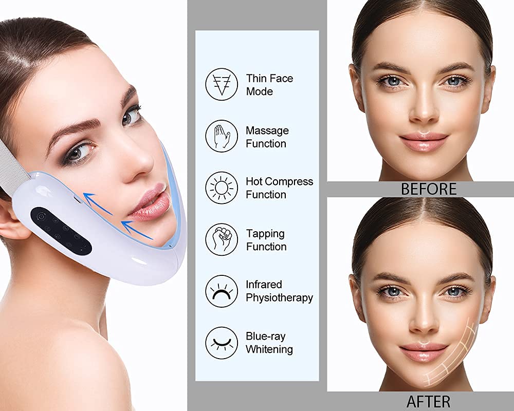 2 In 1 Electric V-Face Shaping Massager, 6 Types of Massage Modes Intelligent Face-Lifting Instrument, Face Slimming Machine.: Beauty