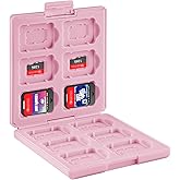 Linkidea Game Card Case Compatible with Nintendo Switch NX /NS, Hard Shell Protective Storage Carrying Box with 12 Card Slots and 12 Micro SD Card Holders (Pink)