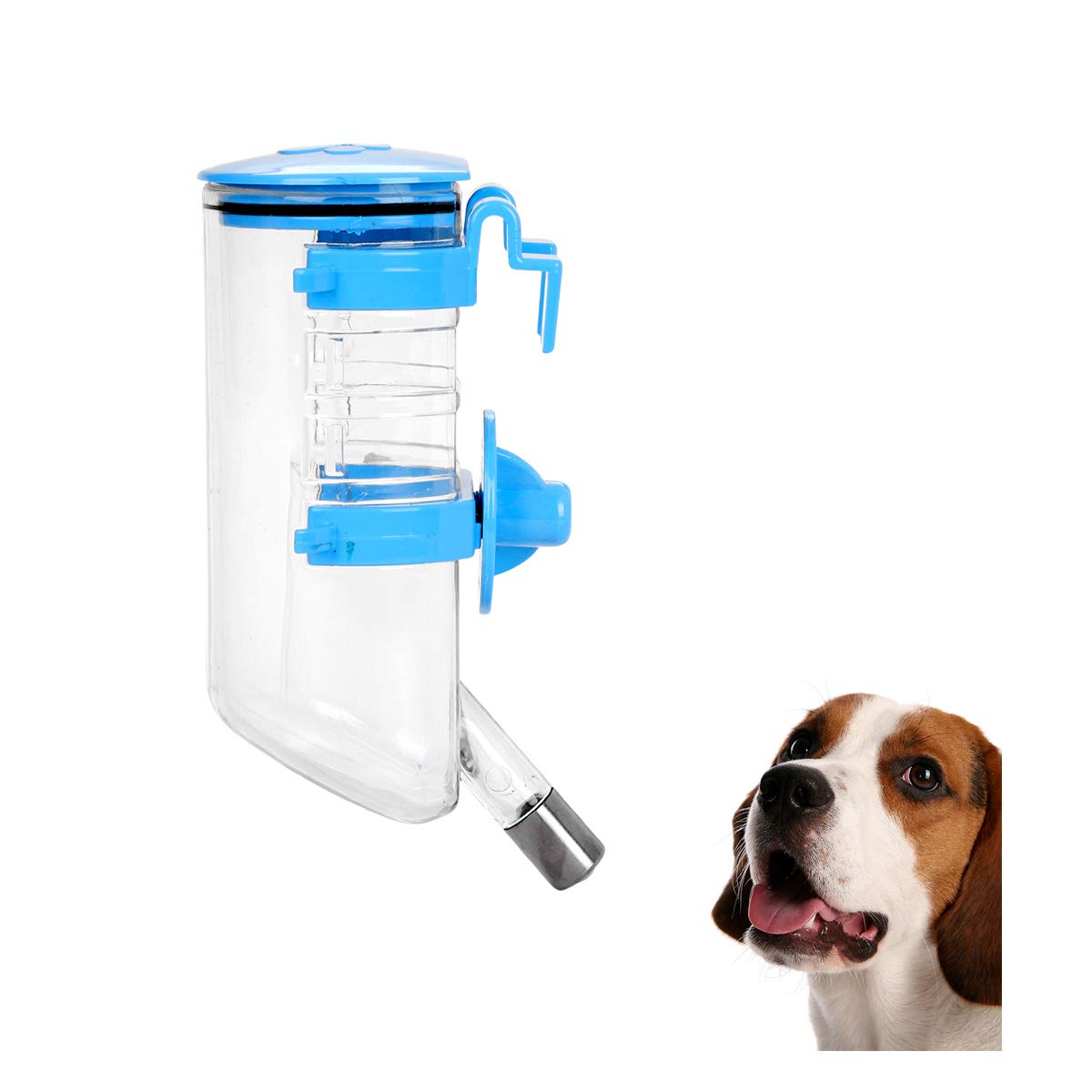 Dog Cat Automatic Water Dispenser 350ml No-Drip Pet Water Bottle Gravity Hanging Water Drinker Feeder for Crate Cage Kennel for Small Medium Puppy Dog Kitten Rabbit Hamster