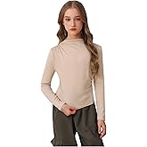 SweatyRocks Girl's Ruched Mock Neck T Shirts Basic Long Sleeve Tee Shirt Tops Fall Clothes