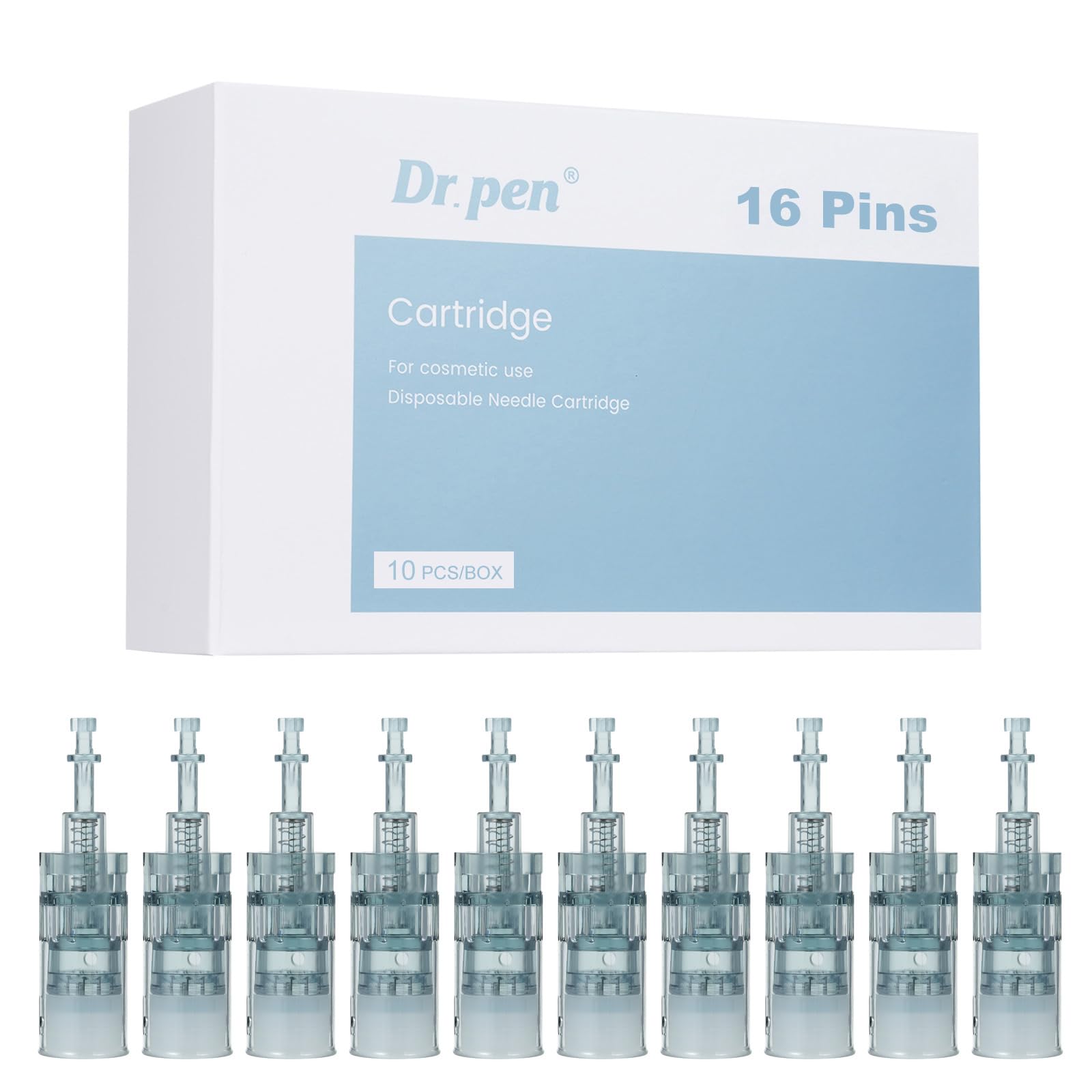Dr.pen M8/M7S Cartridges 16 Pins, 10Pcs Dr.pen Replacement Cartridges for Microneedling Pen M8/M7S Model, Authentic Disposable Microneedling Cartridges (16 Pins, 10Pcs)