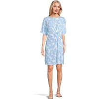 sachin and babi light blue dress Theory Womens Cap Sleeve Shift Dress  Embroidered Midi Dress With Chain  Stitch Detail
